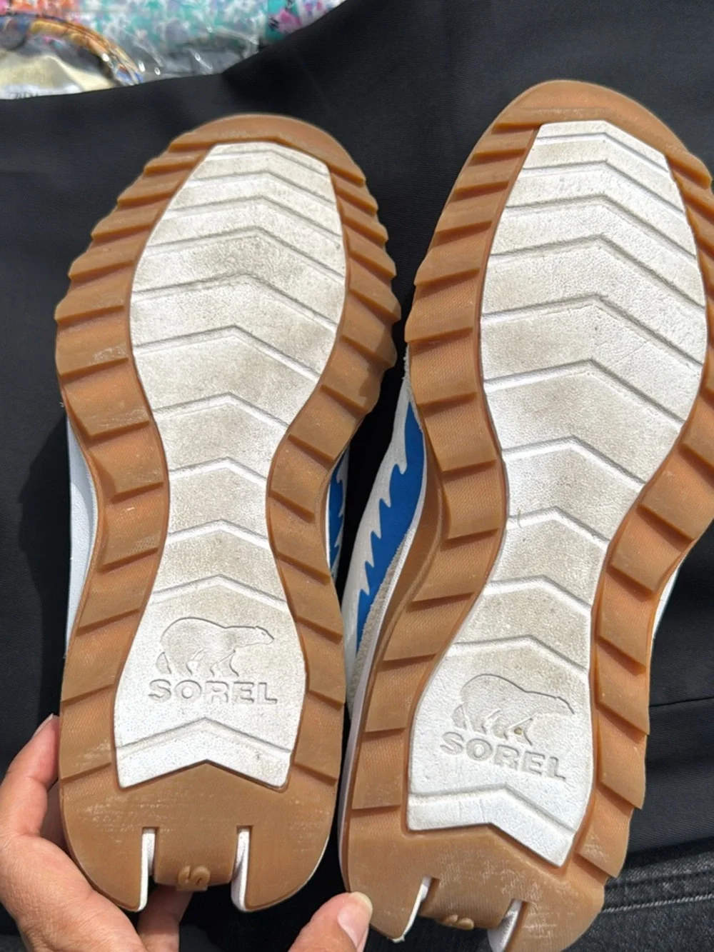 Sorel Cream White Athletic Sneakers with Blue Insole